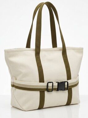 NWT DSW Exclusive Ivory Green Canvas Tote Bag with Travel Strap